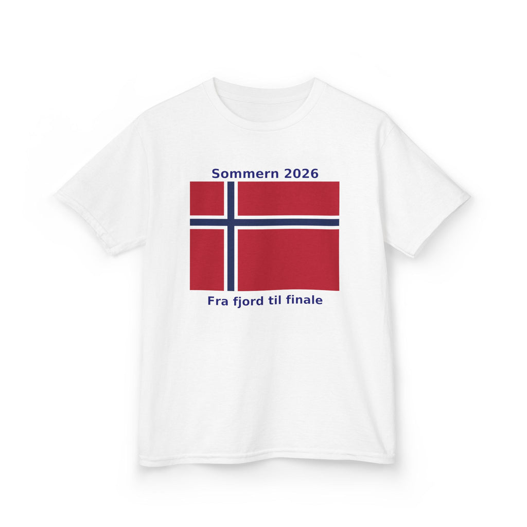 Kids T‑Shirt — Norwegian Flag «Sommern 2026» (Fra fjord til finale)